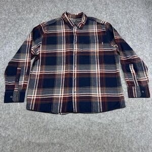 Eddie Bauer Shirt Mens 2XL Blue Plaid Flannel Long Sleeve Hunting Hiking Outdoor